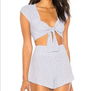 Beach Riot Gia Front tie Crop top blue polka dot